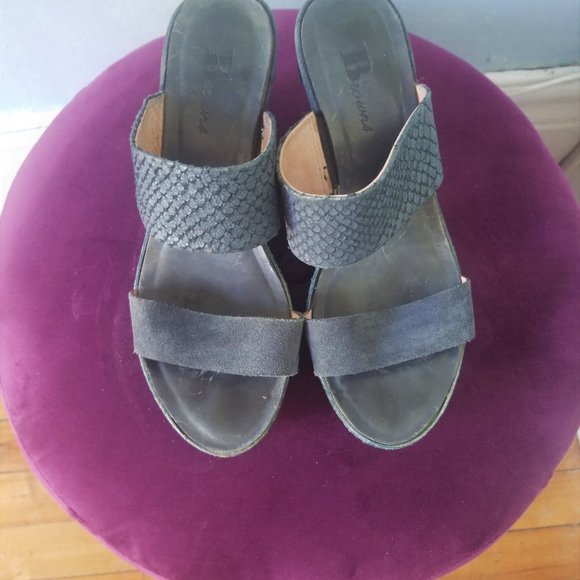 2for30!! Textured Blue Wedge Sandals - Picture 2 of 10